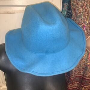 NWT DEADSTOCK VINTAGE 90'S 100% WOOL FLOPPY BLUE HAT HIPPIE BOHO